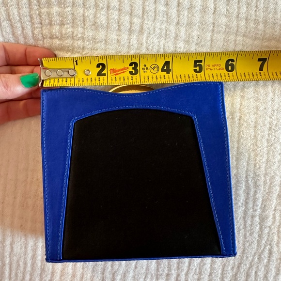 ESCADA - Indigo / Royal Blue Purse Clutch Handbag Crossbody - Gold Detail - Picture 11 of 14